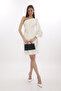 Black Color Satin Fabric Evening Dress Women Bag Handheld and Long Strap Use (Chain Strap) - 3