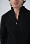 Men's Black Hair Braided Stand Collar Zippered Wool Sweater Trist-5300 - 6