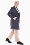 Women's Large Size Double Breasted Collar Buttoned Navy Blue Trench Coat 1049 - 4