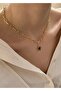 Star Black Enameled Women's Gold Necklace - 3
