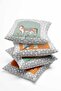 Double Sided Printed Antique Garden Patterned Set of 4 Suede Throw Pillow Cover - 3