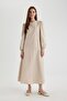 Regular Fit Crew Neck Basic Plain Poplin Long Sleeve Maxi Dress A9409Ax24Sp - 2