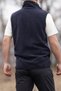 Navy Blue Two Pockets Zippered Fleece Vest with Eagle Embroidery - 3