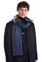 Navy Blue Patterned Scarf - 3