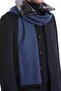 Navy Blue Patterned Scarf - 4