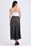 Women's Silver Leaf Striped Elastic Waist Pleated Long Chiffon Skirt - 7