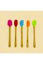 Bamboo Handle Colorful Silicone Tip 5-Piece Dinner Spoon Set 23 cm