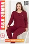 Women's Winter Model Mother Pajama Set Claret Red