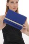 Sax Blue Colored Satin Fabric Evening Dress Bag with Stone and Magnet Cover, Can Be Used in Hand and with Shoulder Strap