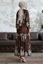 Jalya Buttoned Collar Stringed Chiffon Dress - Brown - 5