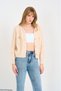 Women's Cream Crew Neck Hair Braid Detailed Gold Buttoned Knitwear Cardigan - 2