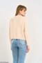 Women's Cream Crew Neck Hair Braid Detailed Gold Buttoned Knitwear Cardigan - 4