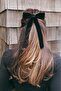 Women's Black Velvet Bow Model Automat Buckle