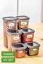 Square Food Storage Container with Label Set of 6 2x (0.55 Liters, 1.2 Liters, 1.75 Liters) Anthracite