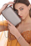 Platinum Color Fabric Evening Dress Portfolio Clutch Women Bag Handheld And Long Strap Use