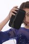 Black Color Satin Stone Accessory Evening Dress Clutch Portfolio Handbag and Hanger Night Wedding Engagement Bag - 6