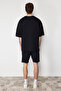 Black Regular Fit Letter Printed 100% Cotton Tracksuit Set Tmnss24Em00003 - 7