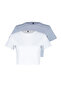 Beyaz-Gri 2'li Paket %100 Pamuk Crop Bisiklet Yaka Örme T-Shirt TWOSS20TS1480 - 6
