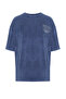 Indigo Oversized/Wide Cut Faded Effect Printed Text 100% Cotton T-Shirt TMNSS24TS00043 - 8
