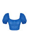 Indigo Brode Balon Kol Crop Dokuma Bluz TWOSS24BZ00236 - 7
