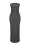 Anthracite Strapless Gathered Fitted Midi Flexible Knitted Pencil Dress TWOSS24EL00287 - 7