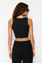 Siyah Düz Slim Regular Düğme Detaylı Crop Yelek TWOSS23YE00037 - 6