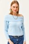 Women's Baby Blue Madonna Collar Soft Textured Knitwear Sweater KZK-19000708 - 4