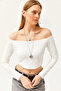 Women's Ecru Sleeves Bead Detailed Ottoman Blouse BLZ-19002514 - 3