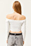Women's Ecru Sleeves Bead Detailed Ottoman Blouse BLZ-19002514 - 5
