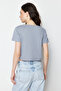 Beyaz-Gri 2'li Paket %100 Pamuk Crop Bisiklet Yaka Örme T-Shirt TWOSS20TS1480 - 5