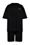 Black Regular Fit Letter Printed 100% Cotton Tracksuit Set Tmnss24Em00003 - 8