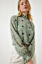 Women's Green Crushed Polka Dot Woven Blouse TP00020 - 2