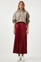Women's Red Shiny Surface Pleated Knitted Skirt LJ00002 - 3