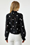 Women's Black Melted Polka Dot Woven Blouse TP00020 - 6