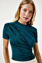 Women's Emerald Green Gather Detailed Viscose Blouse FF00156