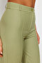 Yeşil Straight/Düz Kesim Yüksek Bel Nervür Dikişli Dokuma Pantolon TWOSS21PL0093 - 7