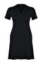 Black Polo Neck Midi Knitted Plus Size Dress Tbbss24Ah00078 - 7