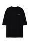Büyük Beden Siyah Oversize Yazı Baskılı %100 Pamuklu T-shirt TMNSS24BF00031 - 8