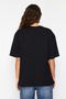 Siyah %100 Kalın Pamuklu Oversize/Geniş Kalıp Bisiklet Yaka Örme T-Shirt TWOSS23TS00040 - 14