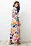 Multicolor Mandarin Collar String-Ruched Detail Abstract Woven Dress TCTSS24EB00103 - 6
