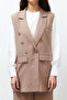 Mink Striped Fabric Vest Trousers Woven Bottom Top Suit TCTSS24US00031 - 4