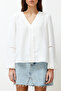 Ecru Collar Ruffle and Lace Detailed Woven Blouse TWOSS24BZ00167 - 3