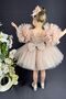 Chiffon Robe Pompom Sleeve Sequined Girl's Fluffy Skirt Tutu Evening Dress - 6