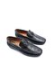 Genuine Leather Men's Laceless Black Buckle Loafer Shoes