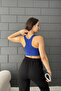 Women's Cobalt Blue Round Neck Covered Athlete Crop - 4
