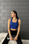 Women's Cobalt Blue Round Neck Covered Athlete Crop - 3