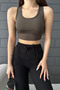 Women's Khaki Round Neck Covered Athlete Crop