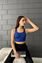 Women's Cobalt Blue Round Neck Covered Athlete Crop - 8