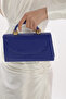 Sax Blue Color Shiny Patent Leather Evening Dress Women's Bag Handheld and Long Strap (Chain Strap) - 4