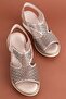 Women's Genuine Leather Wedge Heel Laser Cut Sandals iz.2502